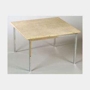 Travertine Marble and Chrome Table
