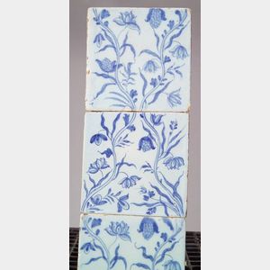 Two Panels of Liverpool Delftware Tiles