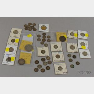 Forty-seven U.S. 19th and 20th Century Mostly Silver Coins and a 1905 German Twenty Mark Gold Coin