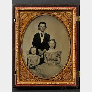 Two Half Plate Ambrotypes of Three Children and Their Parents