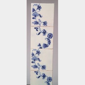 Two Panels of Liverpool Delftware Tiles