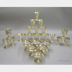 Three Sets of Sterling and Silver Plated Stemware