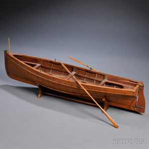 Hand-crafted Wooden Rowboat Model