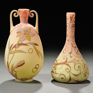 Two Mount Washington Glass Burmese Vases