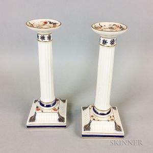 Pair of Wedgwood Ceramic Columnar Candlesticks