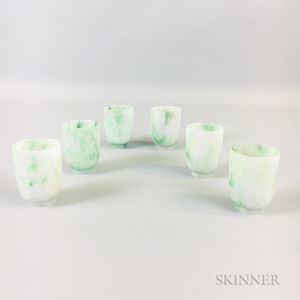 Set of Six Jadeite Wine Cups