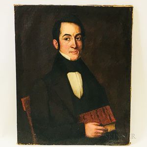 American School, 19th Century Portrait of a Man with a Book