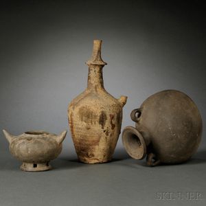 Three Unglazed Pottery Items