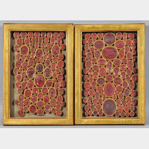 Two Framed Groups of Wax Intaglios