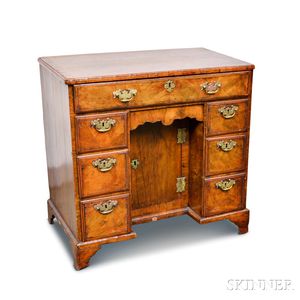 George III Walnut Veneer Kneehole Desk