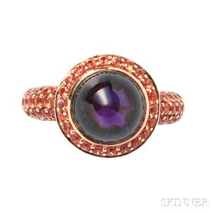 18kt Gold, Amethyst, and Orange Sapphire Ring