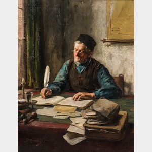 Antoon Lodewijk George (Tony) Offermans (Dutch, 1854-1911) Clerk Writing with a Quill
