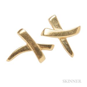 18kt Gold "X" Pin and Earrings, Paloma Picasso, Tiffany & Co.