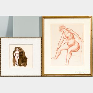 Two Framed Works Depicting Women