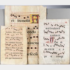 Antiphonal Manuscript Leaves on Parchment, Five.