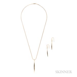 18kt Gold Drop Earrings and Pendant, Tiffany & Co.