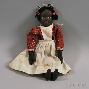Bruckner All-Cloth Black Rag Girl Doll