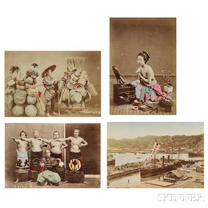 European/Japanese School, 19th Century Thirteen Hand-tinted Albumen Prints