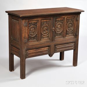Jacobean-style Carved Oak Cupboard