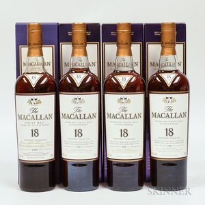 Macallan 18 Years Old Vertical Set, 4 750ml bottles (oc)