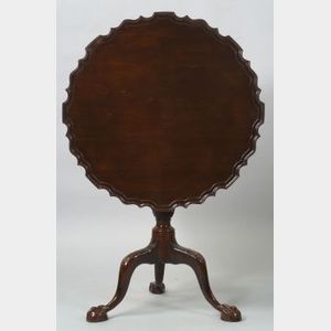 Chippendale Mahogany Carved Piecrust-top Tea Table