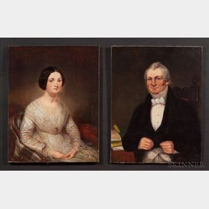 American School, 19th Century Pair of Portraits of a Lady and a Gentleman.