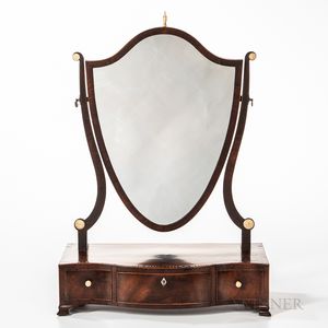 Mahogany Veneer Shield-form Dressing Mirror