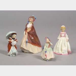 Three Royal Doulton Porcelain Figures and a Royal Worcester Porcelain Figure