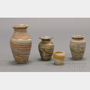 Four Niloak Pottery Vases
