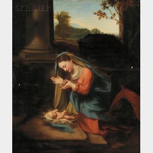 After Correggio (Italian, born c. 1489-1534) Mary Adoring the Christ Child