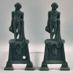 Pair of Cast Iron George Washington Figural Andirons