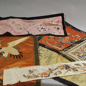Six Chinese Silk Embroidery Fragments