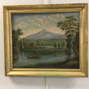 American School, 19th Century Mountain Landscape with Riverboat