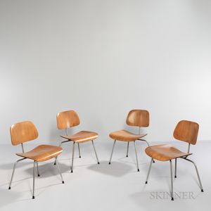 Four Ray (1912-1988) and Charles Eames (1907-1978) for Herman Miller Dining Chair Metal (DCM) Chairs