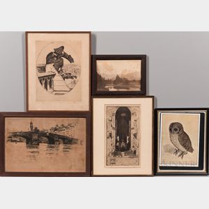 Five Framed Reproductive Prints Including Works After David Young Cameron (Scottish, 1865-1945) or Albrecht Dürer (German, 1471-1528) a