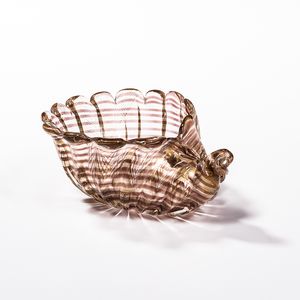 Zebrati Murano Glass Cornucopia Attributed to Ercole Barovier