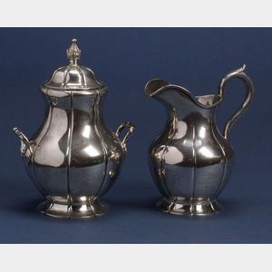 Jones, Ball and Poor Coin Silver Covered Sugar and Milk Jug