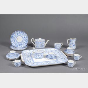 Crown Derby Porcelain Pembroke Pattern Tea Service with Tray