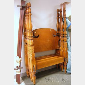 Pair of Federal-style Maple Acorn Finial Tall Post Twin Beds