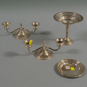 Four Pieces of Mostly Weighted Sterling Silver Tableware
