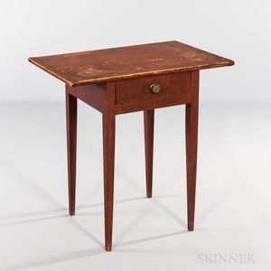 Red-painted Cherry and Pine One-drawer Stand