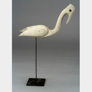 Folk Art Carved and Painted Egret Figure