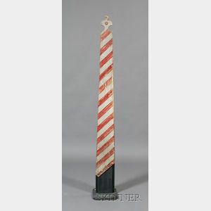 Painted Wooden Double-sided Barber Pole Trade Sign
