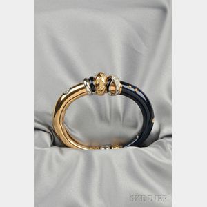 18kt Bicolor Gold, Sterling Silver, Enamel, and Diamond Bracelet, La Nouvelle Bague