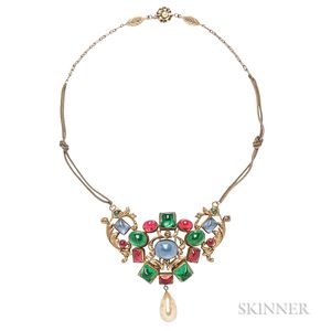 Vintage Colored Glass Necklace, Possibly Maison Gripoix