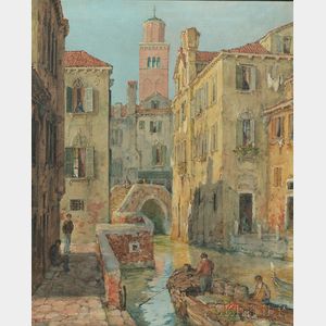 Attributed to Julius Curter (Austrian, 1886-1963) Canal in Venice