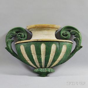 Fluted and Carved Wood Urn-form Architectural Element