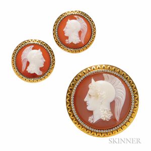 Antique Gold and Hardstone Cameo Suite