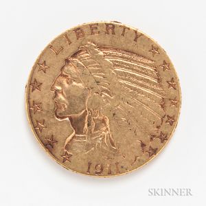1911 $5 Liberty Head Gold Coin. 
