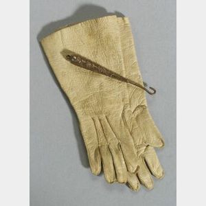 Pair of Gauntlet Gloves and Glove Button Hook